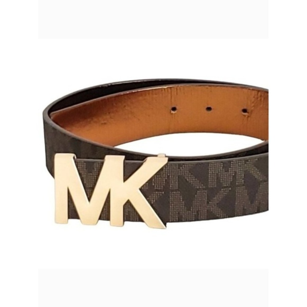 NWT Michael Kors Brown & Gold Signature Logo Belt-‎ Small